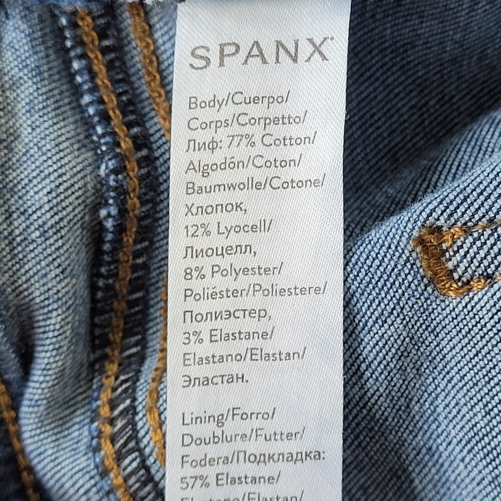 NWT Spanx Distressed Ankle Skinny Jeans Medium blue Wash size M - Picture 5 of 11